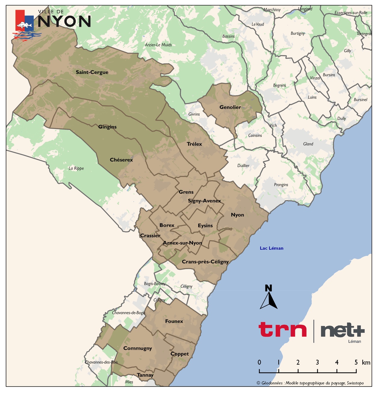 Carte des zones desservies par net+ Léman